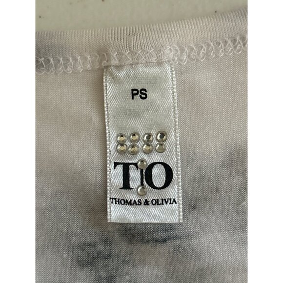 Thomas & Olivia Black & White Tie-Dye 3/4 Sleeve Top, Size PS - Picture 4 of 7
